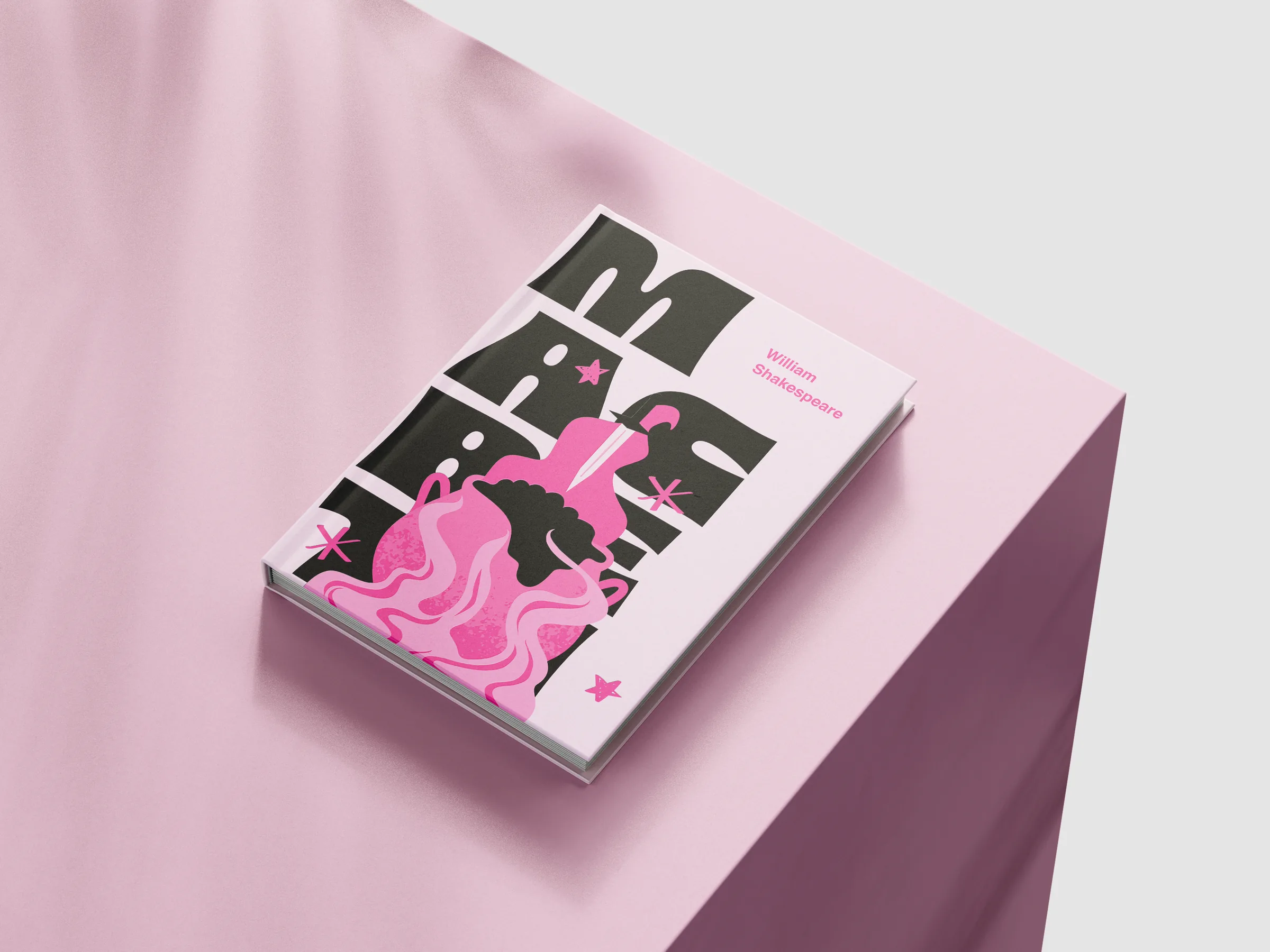 Macbeth book cover with bold lettering and the cauldron illustration